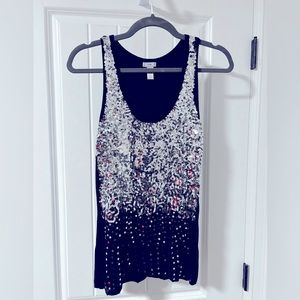 Metallic sequin sleeveless shirt